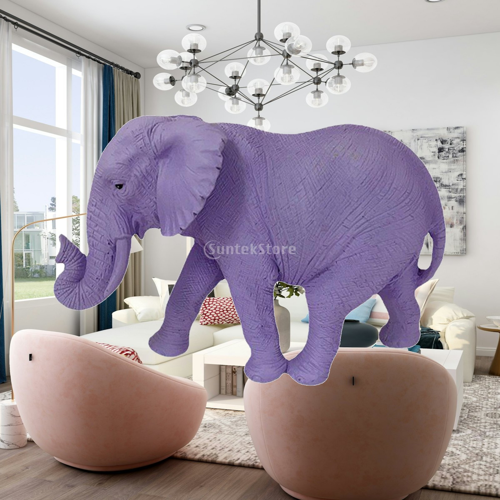 Resin Art Dining Table - Estatua de elefante, escultura artística de