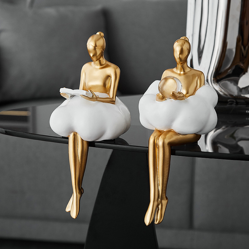 Resin Art Dining Table - Figura Decorativa de Bailarina con Nubes,