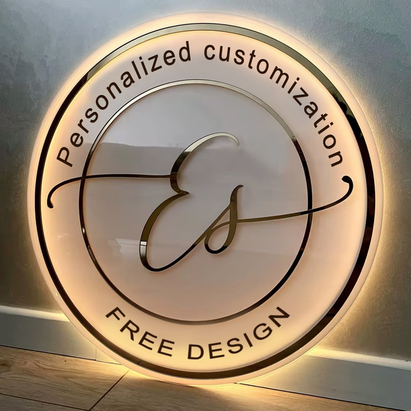 Resin Art Logo - Logotipo acrílico personalizado para negocios, luces