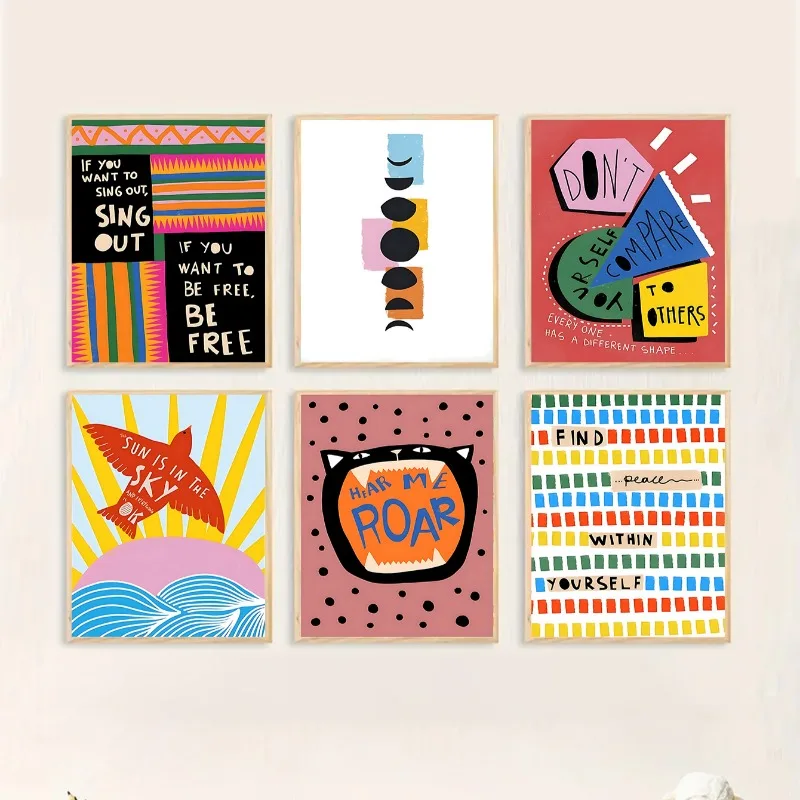 Resin Art Quotes - Póster Bohemio Colorido Impreso con Frases