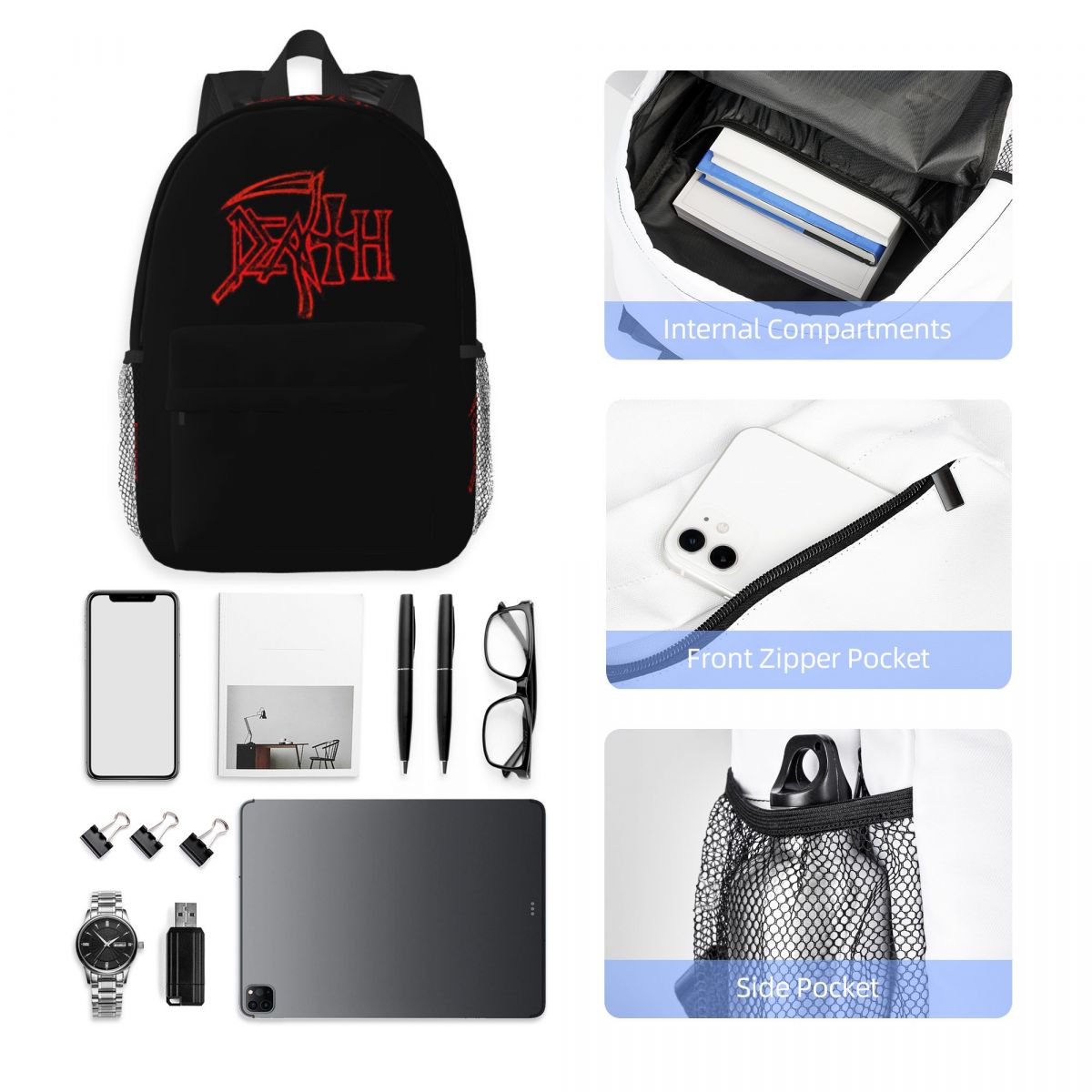 Mochila con logotipo de Death  - Resin Art Logo reseña y precio